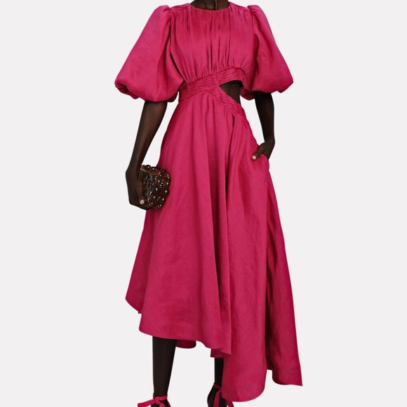 white christmas dresses Cotton Poplin Side Cut-Out Sleeveless Midi Dress main image 0